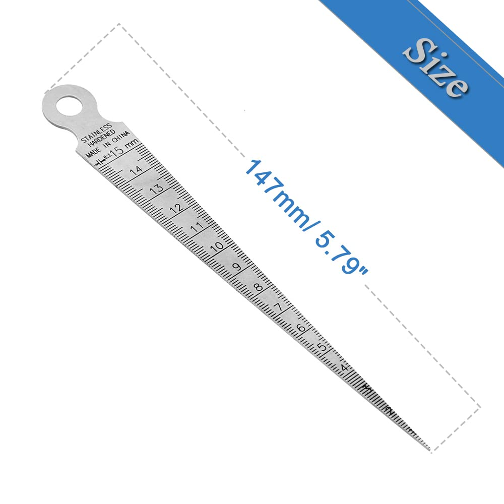 Bestgle Stainless Steel Taper Gauge, 1-15Mm (1/64-5/8 Inch) Feeler Gauge Ruler for Hole, Gap, inside Diameter Measurement image number 3