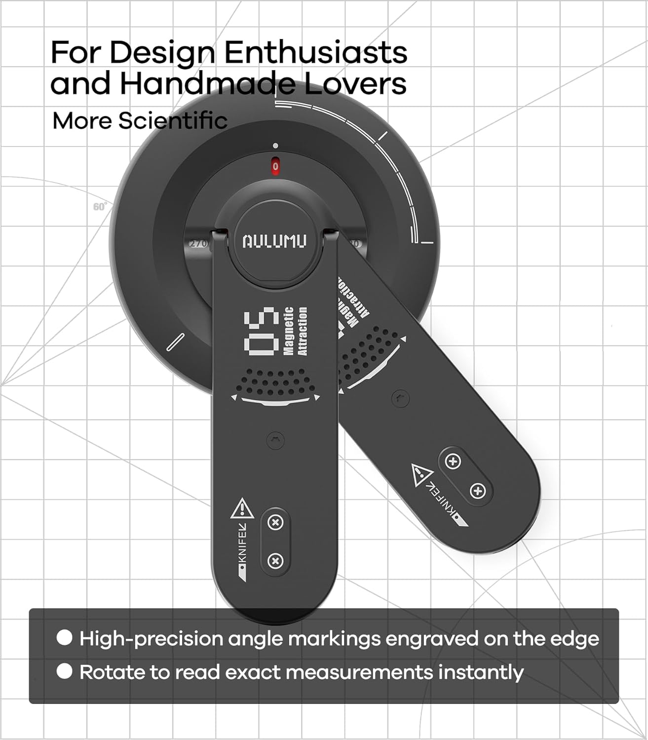 Aulumu G05 Air for Magsafe Grip Stand | Rotation Angle Adjustment |Aluminium Alloy Ultra Light & Ultra Thin | with Box Opener- Black - Silver image number 5