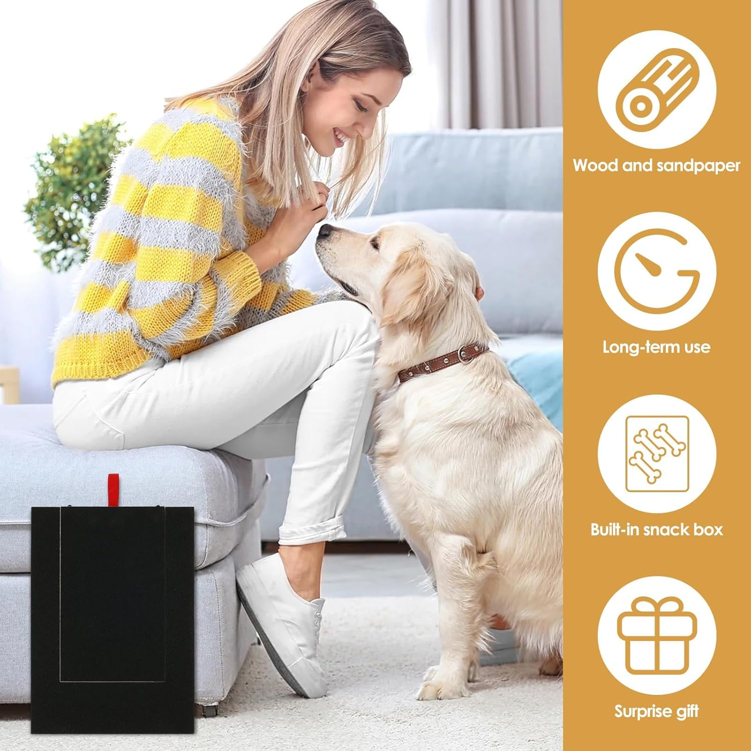 Dog Scratch Pad for Nails, Sandpaper Dog Nail File Board with Built-In Snack Box, Nail Grinding Pad Square Scratching Scratchboard, Puppy Nail Grinding Pad Dog Nail Clippers for Small Medium Dogs image number 3