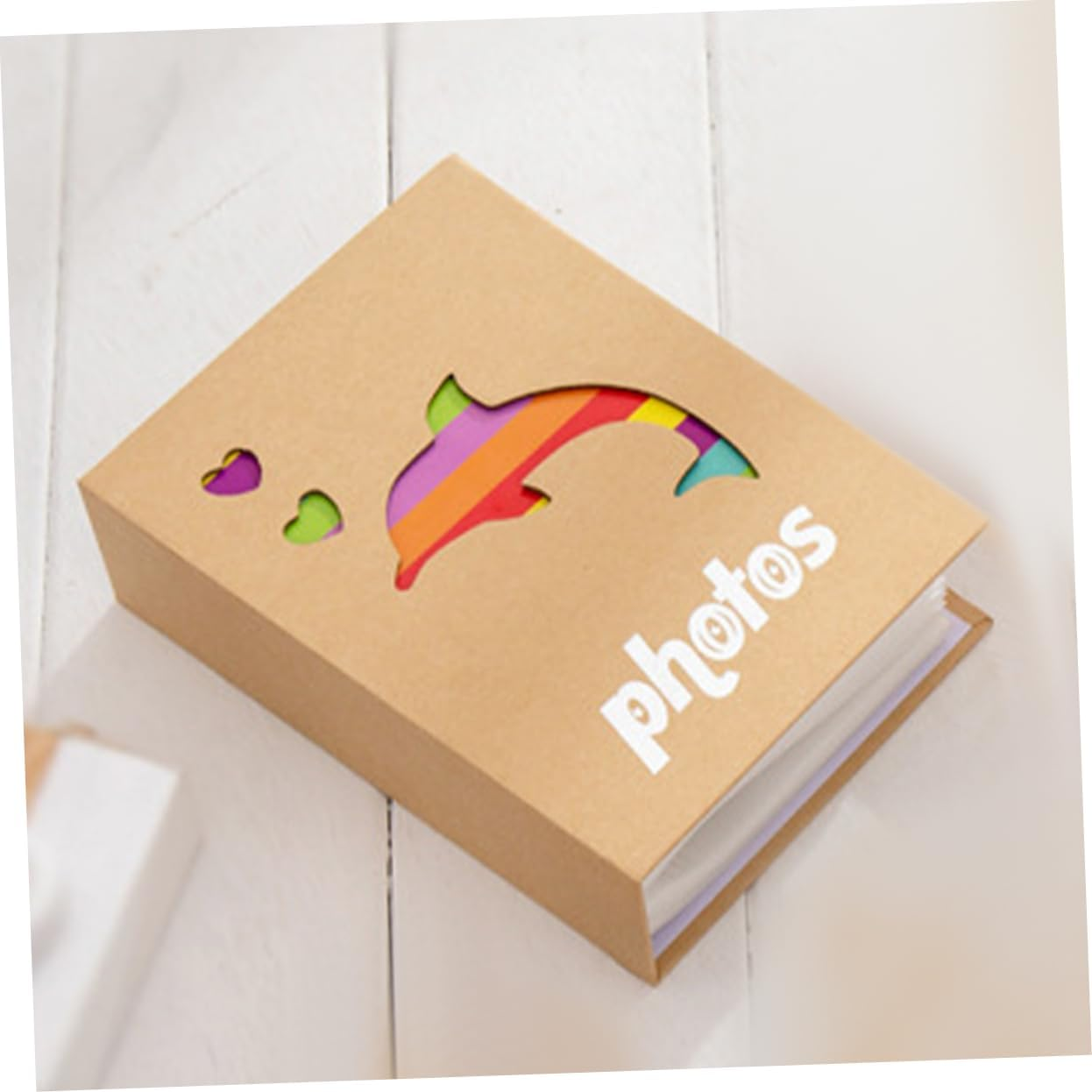 Colorful Kraft Paper Baby Photo Album with Animal Print, 5-Inch 200-Pocket Small Keepsake Album for Newborns and Toddlers, Memory Book for Baby Boys and Girls