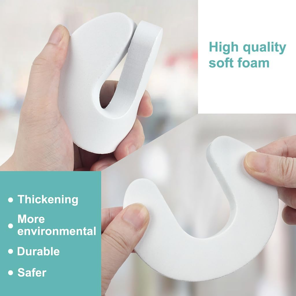 Door Finger Guards, 6 Pcs Baby Proof Door Slam Stoppers, White Foam Door Safety for Children for Preventing Finger Pinch Injuries, Safety Door Protector for Baby Child Pet Finger Protection image number 2