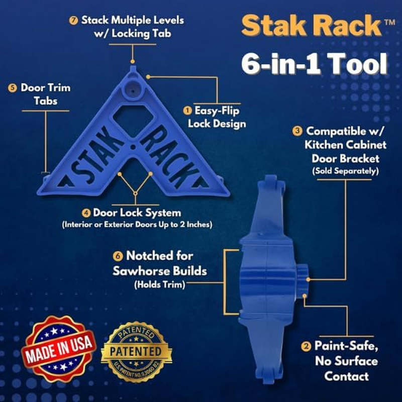 Stak Rack | 6 in 1 Painter'S Accessory Tool | Stacking Design | Paint Interior or Exterior Doors, Trim & Kitchen Cabinet Doors| for Contractors & Homeowners (4) image number 5