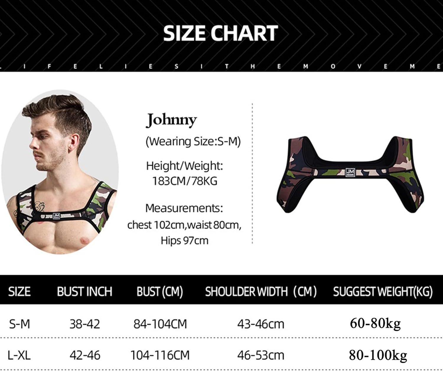 JOCKMAIL Men'S Harness Belt Elastic Shoulder Strap Mens Neoprene Harness Mens Crop Top Chest Muscle Harness image number 3