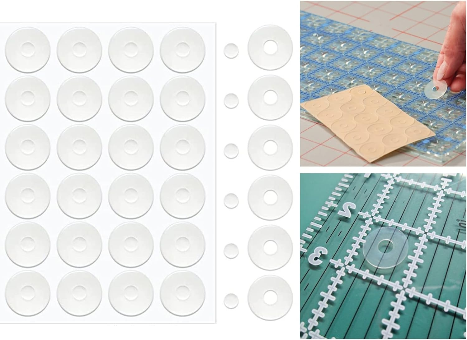 Non-Slip Silicone Grips for Quilt Templates Ruler Grip Stickers True Grips for Quilting Rulers 96 Pieces in Total, 48 Large and 48 Small image number 2