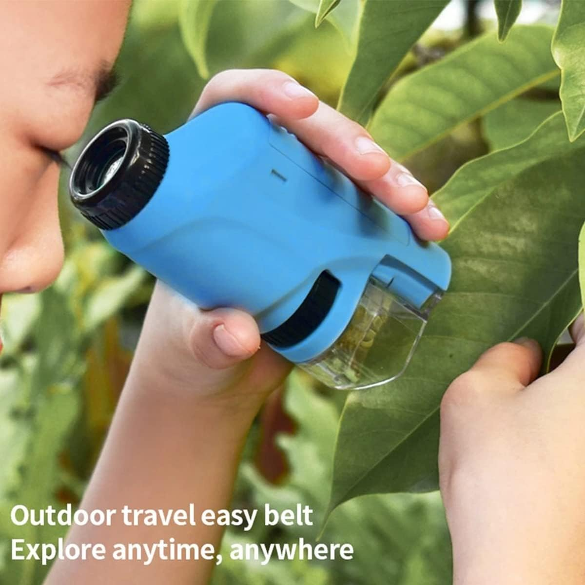 Pocket Microscope with 12Pcs Specimen, 60-120X Handheld Mini Microscope with LED Light, Electric Portable Mobile Microscope for Kids Students Microbiological Observation Learning (Blue)