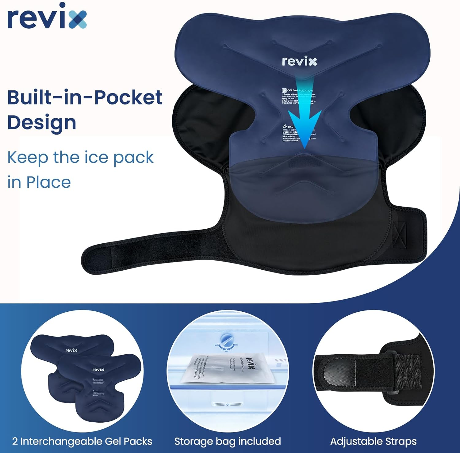REVIX Shoulder Ice Pack Wrap, 2 Gel Packs+1 Shoulder Brace for Rotator Cuff and Arm, Reusable Gel Cold Therapy Wrap for Discomfort Relief & Muscle Relaxation, Easy to Wear & Remove image number 3