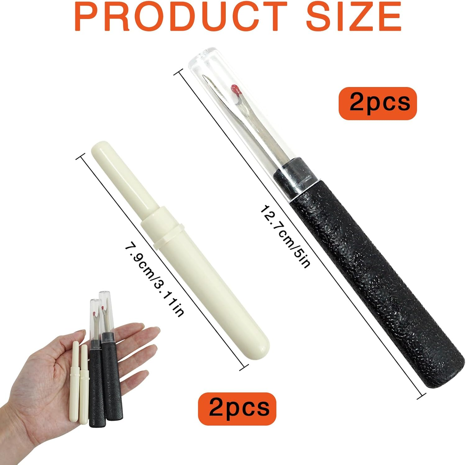 4 Pack Seam Ripper Stitch Remover Set - Sharp Steel Unpicker with Ergonomic Handles for Sewing, Quilting, Embroidery & Crafting, 2 Large & 2 Small image number 3