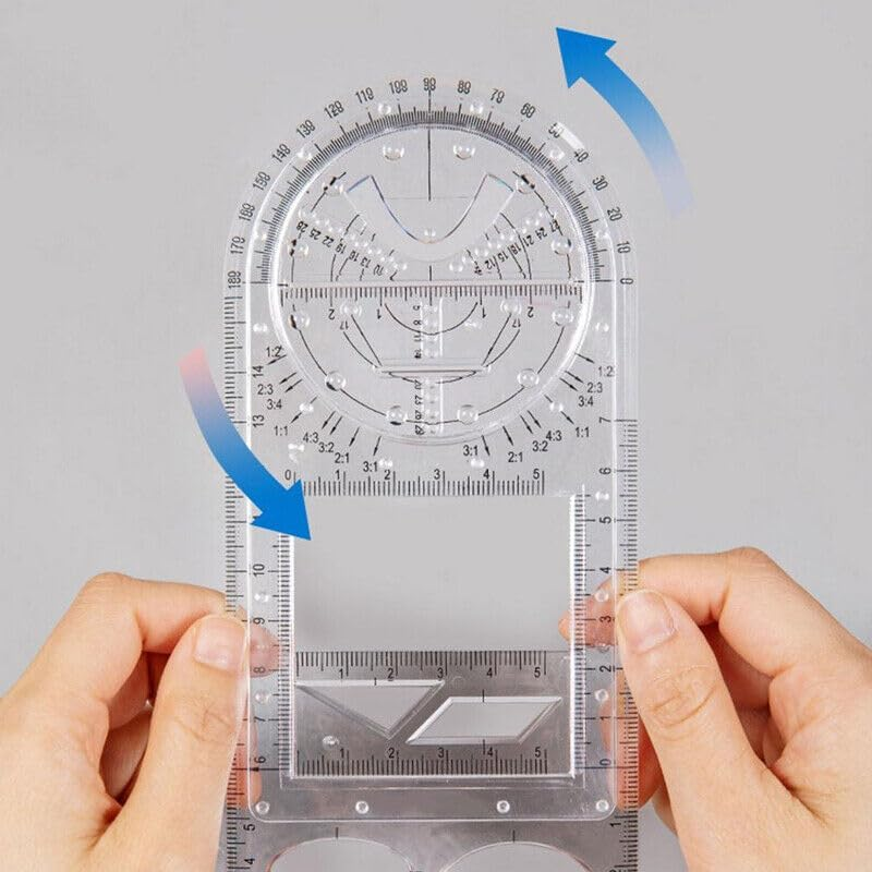 Multifunctional Geometric Ruler Student Mathematics Drawing Tools School Office, Clear Scale, Stable Drawing Tool, Ideal for School, Office, and Art Design, Enhances Manual Skills