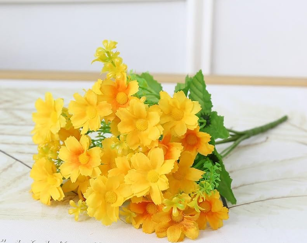 Artificial Fake Flowers, 6 Bundles Daisy Mums Flowers Outdoor UV Resistant No Fade Greenery Shrubs Plants Indoor outside Hanging Planter Home Wedding DIY Garden Porch D&eacute;cor (Orange Yellow, 30Cm) image number 6