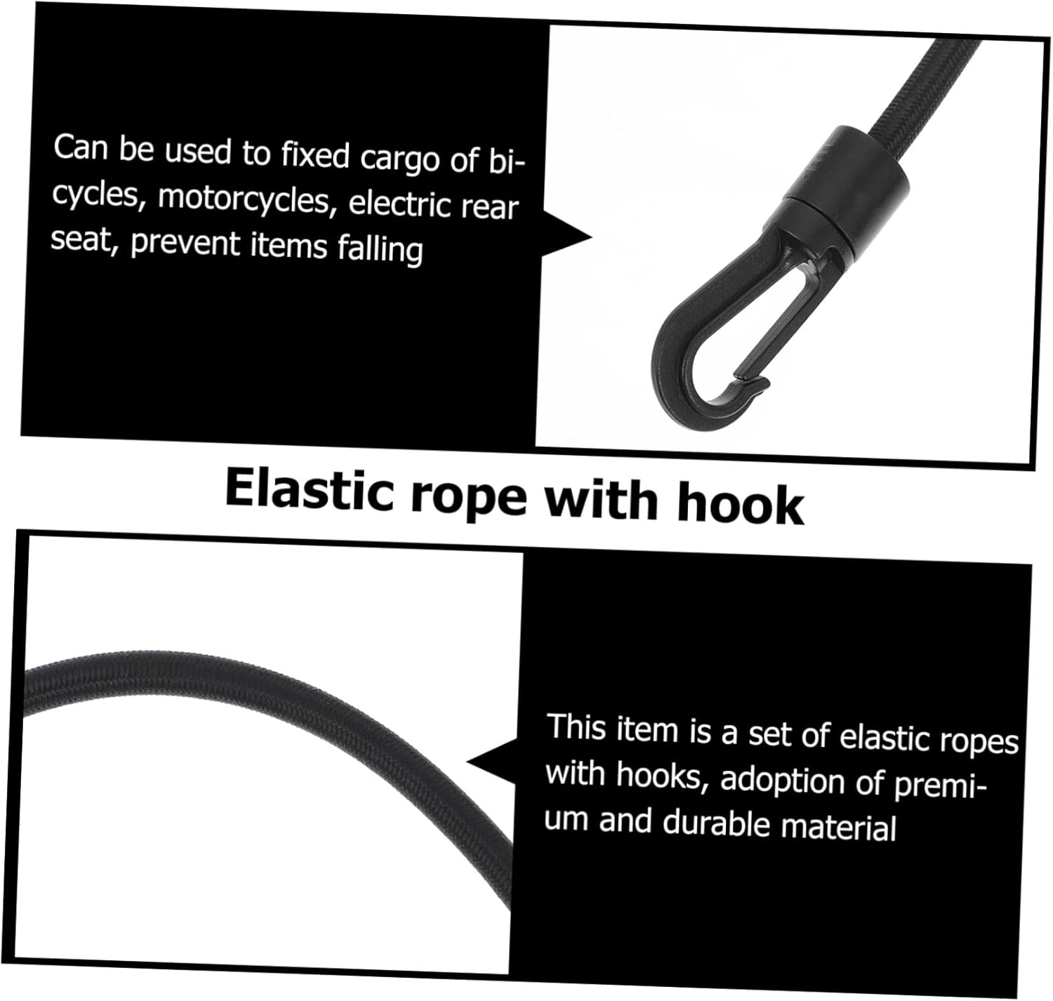 Beatifufu 4 Pcs Elastic Cargo Fastening Straps Hooks Waterproof Luggage Binding Belts Sturdy Rubber Tie down Ropes for Camping and Travel image number 5