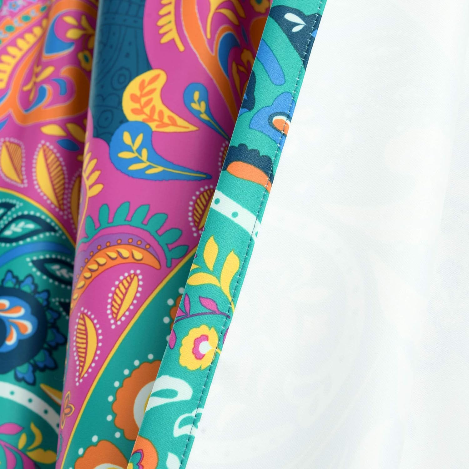 Lush Decor Boho Chic Room Darkening Window Curtain Panel Pair, 95" X 52" + 2" Header, Turquoise and Navy, 95 in X 52 In, Turquoise & Navy image number 6