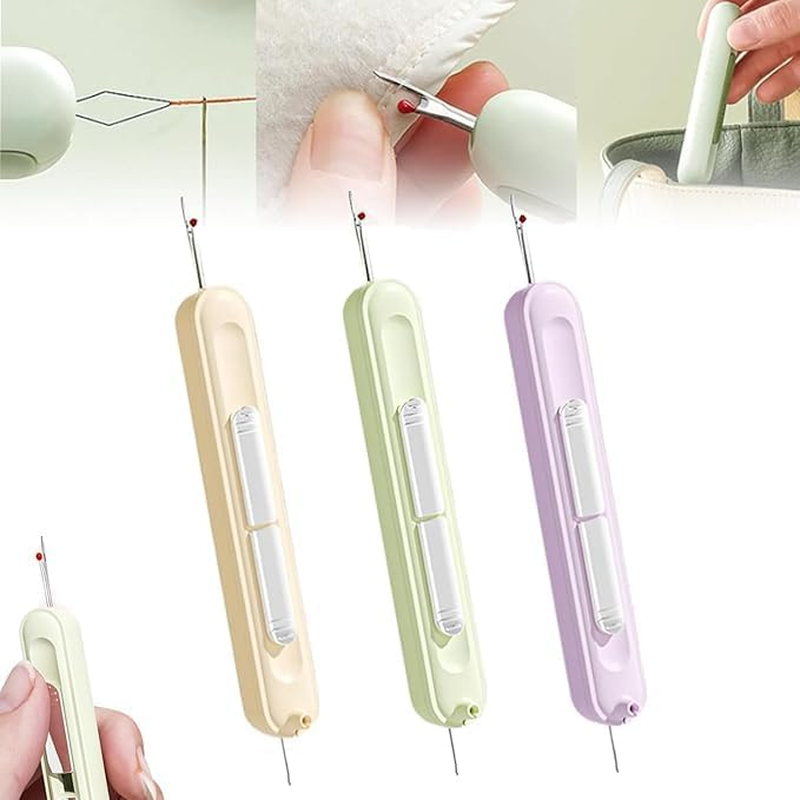 2-In-1 Needle Threader and Seam Ripper, 3Pcs 2-In-1 Needle Threader Seam Ripper,2 in 1 Threading and Thread Removal Tool,2-In-1 Retractable Seam Remover Seam Ripper,2 in 1 Needle Threader Seam Ripper image number 4