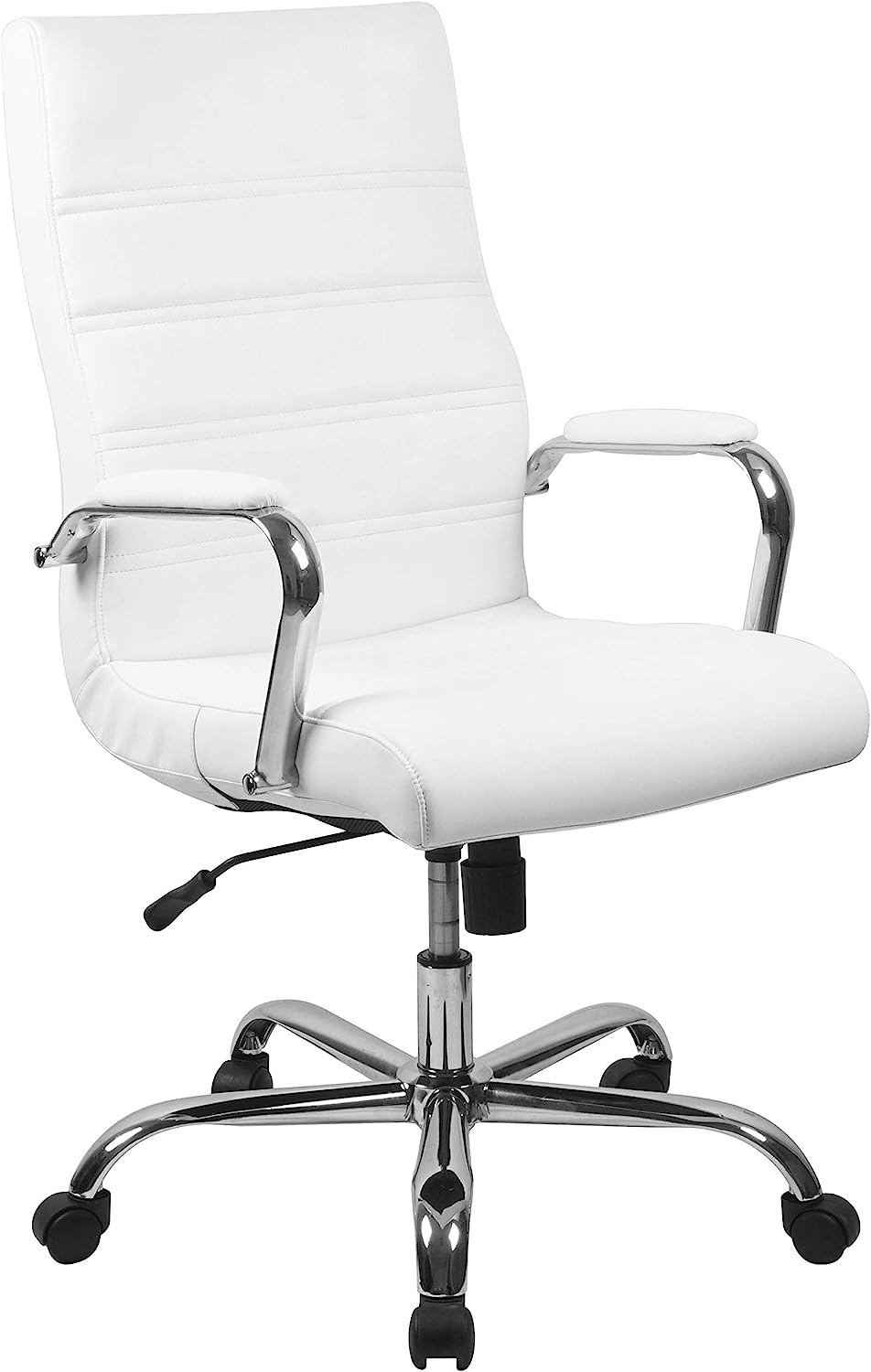 Flash Furniture High Back Office Chair | White Leathersoft Office Chair with Wheels and Arms image number 1