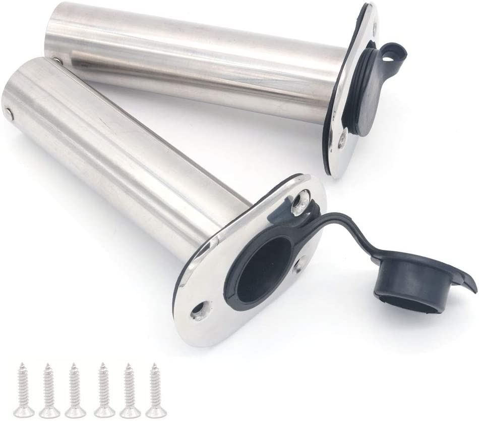 NUZAMAS 2X Fishing Rod Holders 316 Marine Grade Stainless Steel Flush Mount 90 Degree Gasket Cap for Boat Heavy Duty Holder image number 4