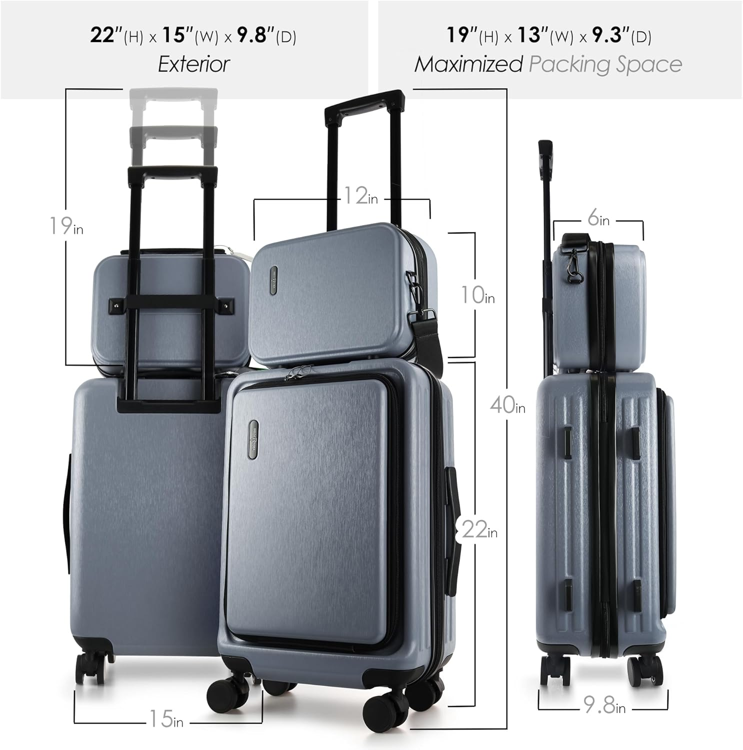 TRAVELARIM Carry on Luggage 22X14X9 Airline Approved