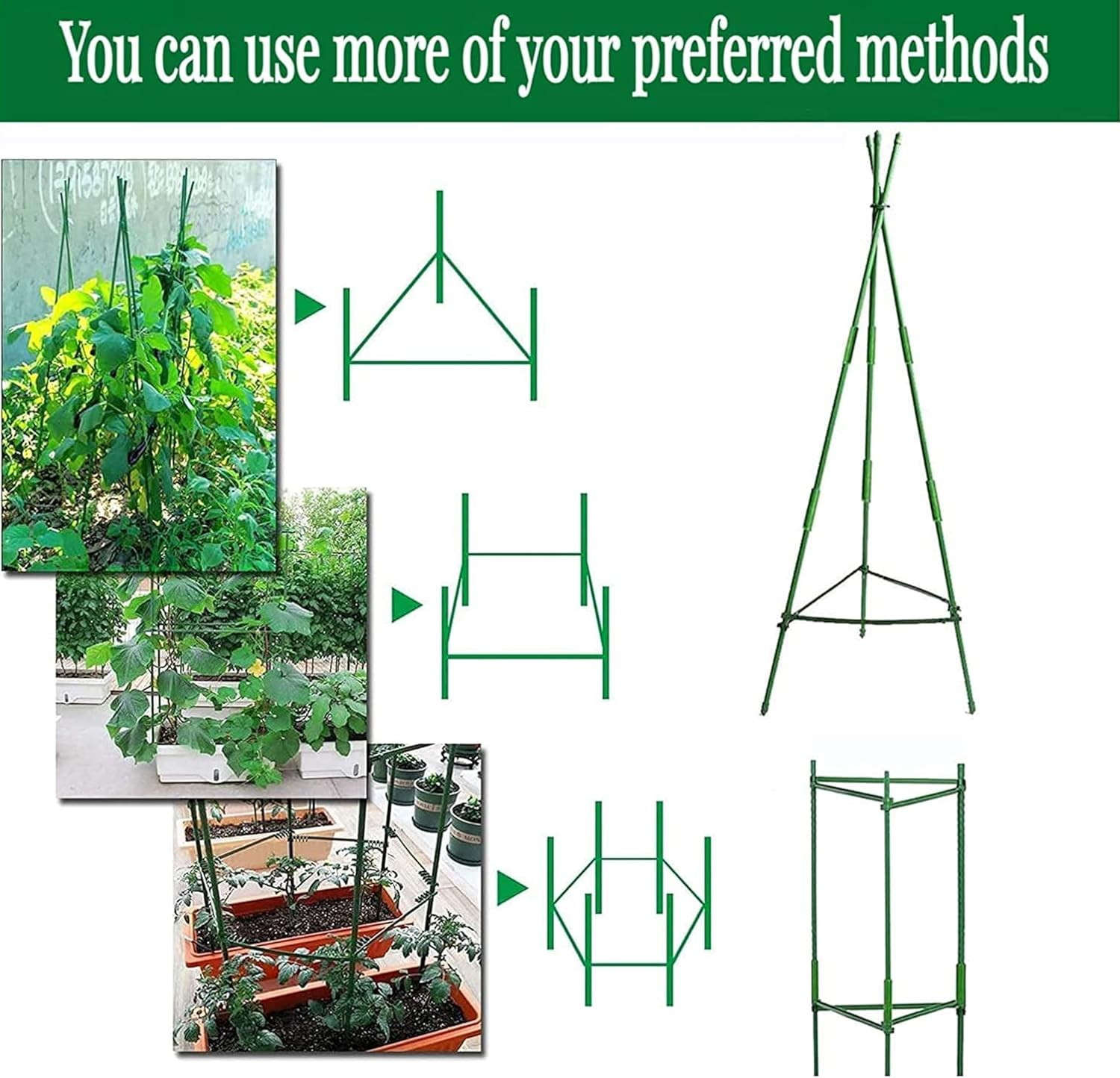 Garden Stakes Set,20Pcs Diameter Plant Stakes for Indoor Outdoor Plants,Diy 3Ft 4Ft 5Ft 6Ft 7Ft Plant Stakes for Outdoor Plants Set with 15 Connectors,Plant Support Stakes for Climbing Plants image number 2