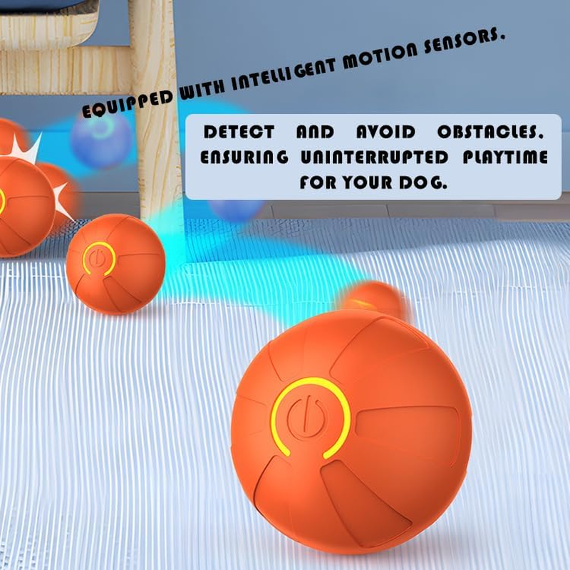 Js' Funlab Smart Bouncing Ball, Smart Interactive Ball Toys for Dog, Smart Moving Ball, Moving Bouncing Ball Pet Toy, Rolling Dog Toys for Biting, Exercise, Training (Orange) image number 2