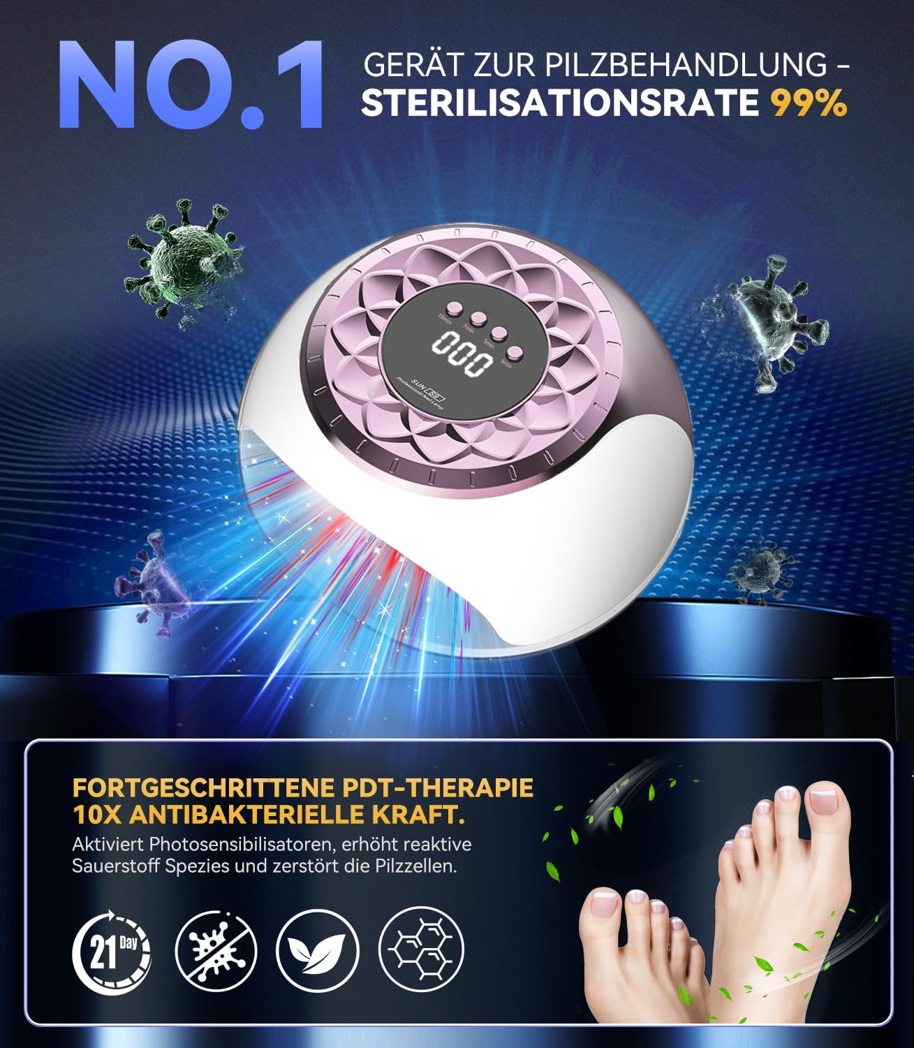 IUHFSIFS 5.0 Fingernails - Intelligent 3/5/7/10Min Timer Function Timing Device Equipment for Home Use, Both Hands/Feet Can Be Used Simultaneously Laser (Pink) image number 3