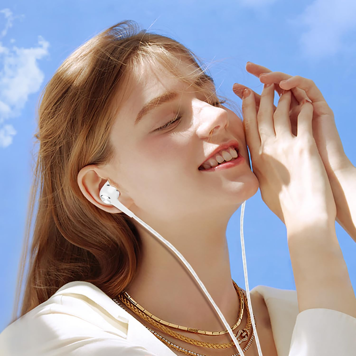 Liuchanghe Wired Headphones In-Ear Earphones Earbuds with Microphone and Volume Control for Phone Android Smartphone Laptop MP3 Players (White) image number 1