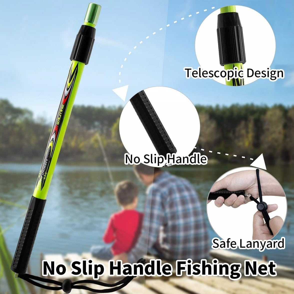 Fishing Net Fish Landing Net Collapsible Fish Net Butterfly Net with Anti-Slip Telescoping Rubber Pole Handle for Kids Adults Great Outdoor Tools for Exploration Fun and Games Extendable 43In image number 3