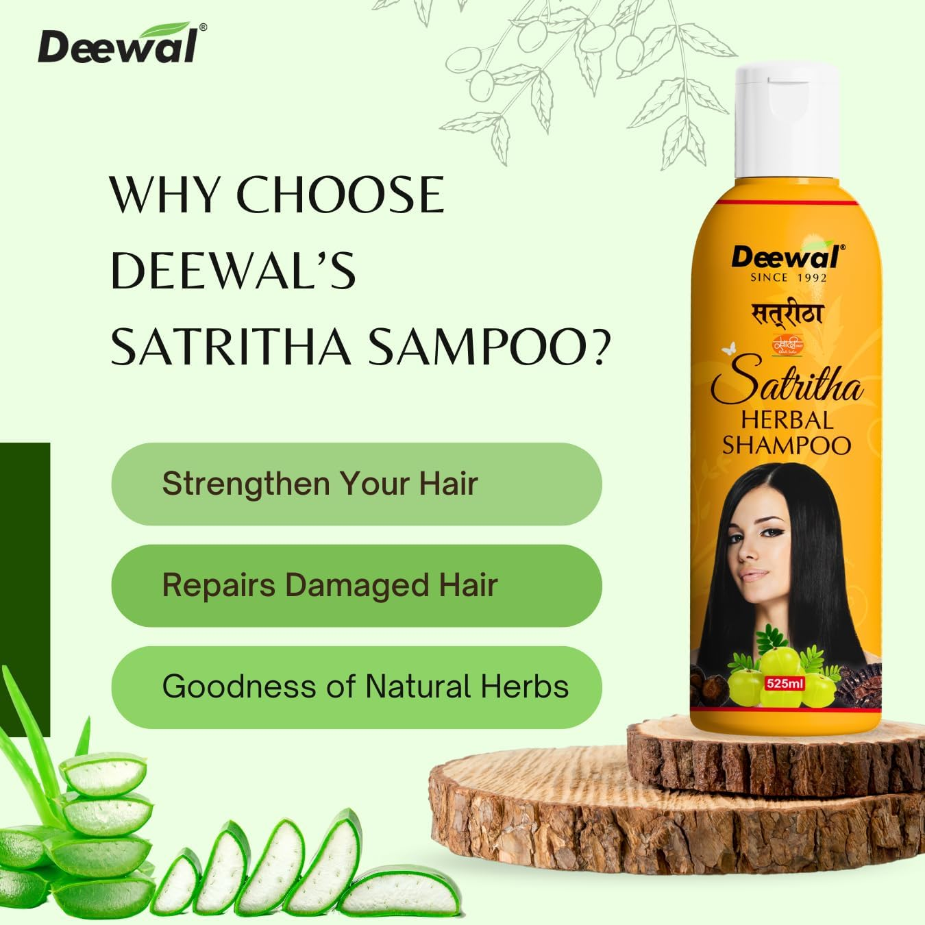 Deewal Khadi Herbal Satritha Herbal Shampoo for Men Women, 500 Ml (Pack of 1) image number 4