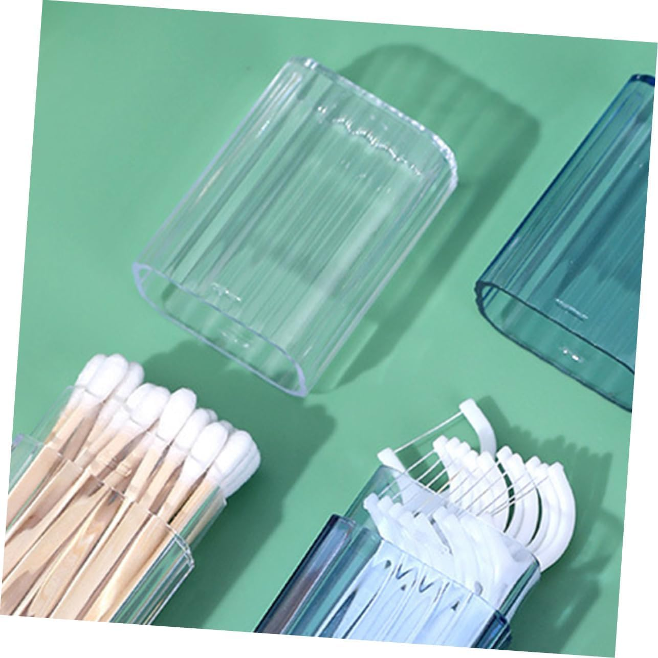 Fokmuaex 4Pcs Clear Cotton Swab Organizer Box for Makeup Pads, Cotton Buds & Accessories - Durable Bathroom Bedroom Office Storage Containers with Lids for Organization image number 2