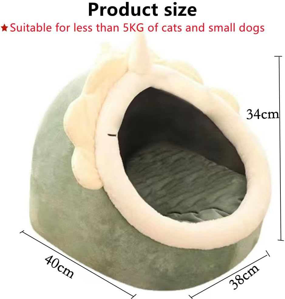 Natureman Cat Beds for Indoor,Cat House with Hanging Cat Ball Toy,Kitten Tent House Removable Cotton Pad,Warm and Soft Pet Cat Supplies Kitten Small Dogs Pet Bed (Green, M)
