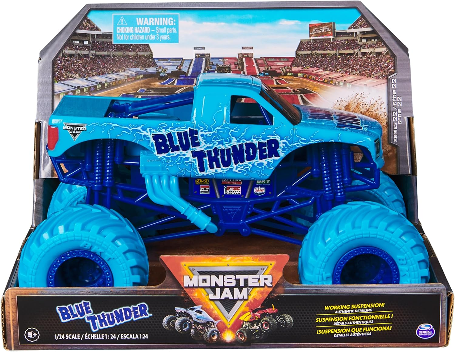 Monster Jam, Official Blue Thunder Monster Truck, Collector Die-Cast Vehicle, 1:24 Scale, Kids Toys for Boys and Girls Ages 3 and Up image number 6