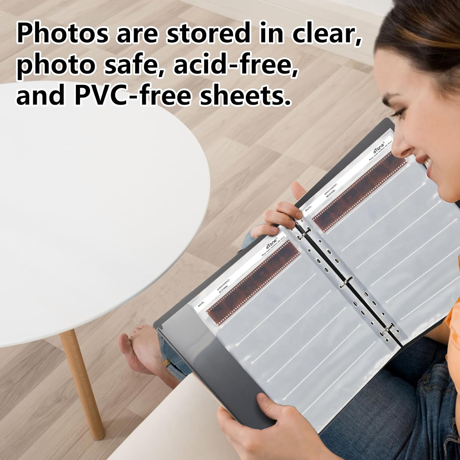 Etone Archival Storage Sheets 135 35Mm Negative Page Preservers Sleeves with Film Album Ring Binder (50X135) image number 3