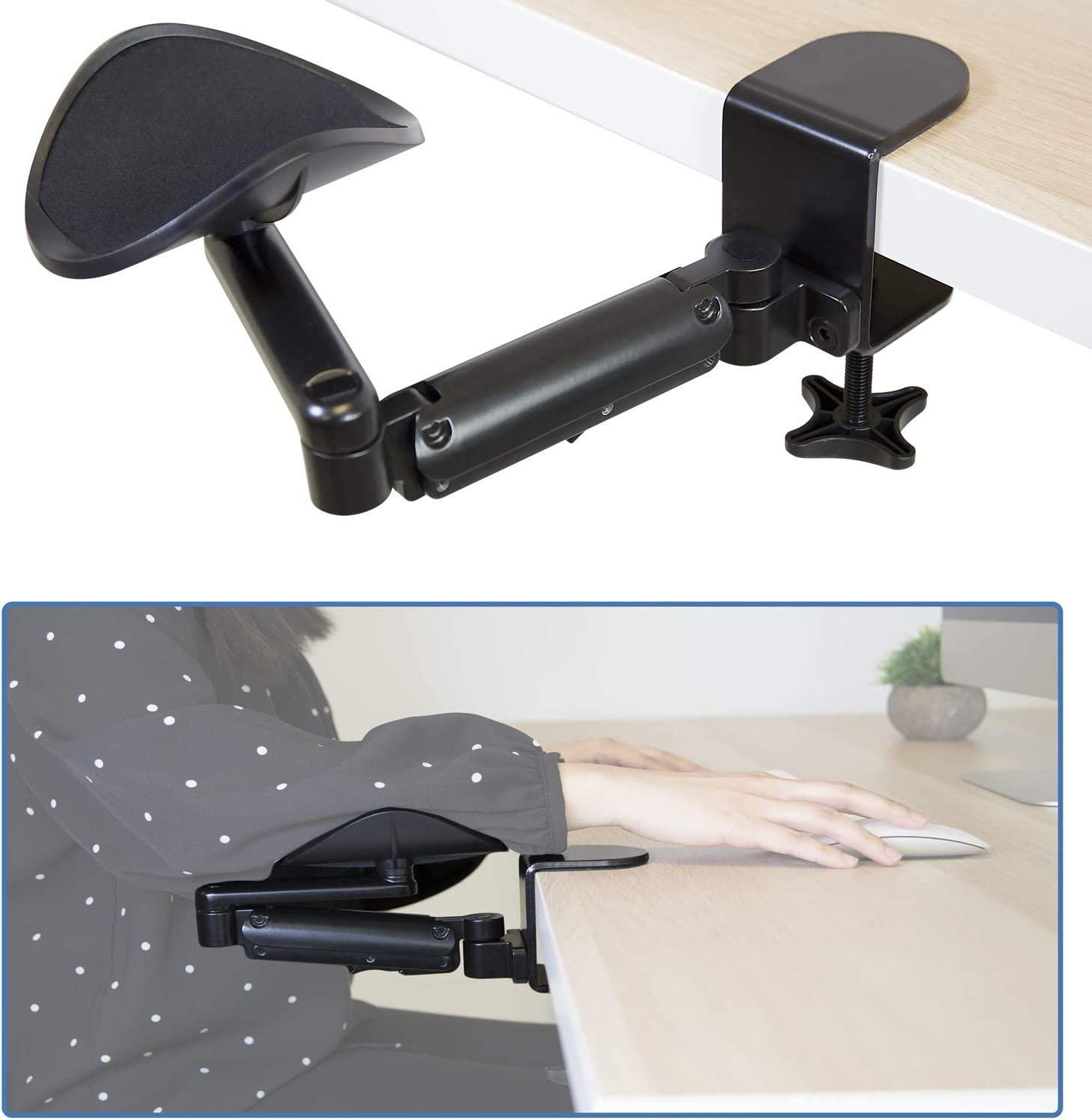 Mount-It! Adjustable Arm Rest for Desk | Ergonomic Computer Desk Arm | Height Adjustable, Full Motion Elbow Support with Clamp-On Base (MI-7145) image number 1