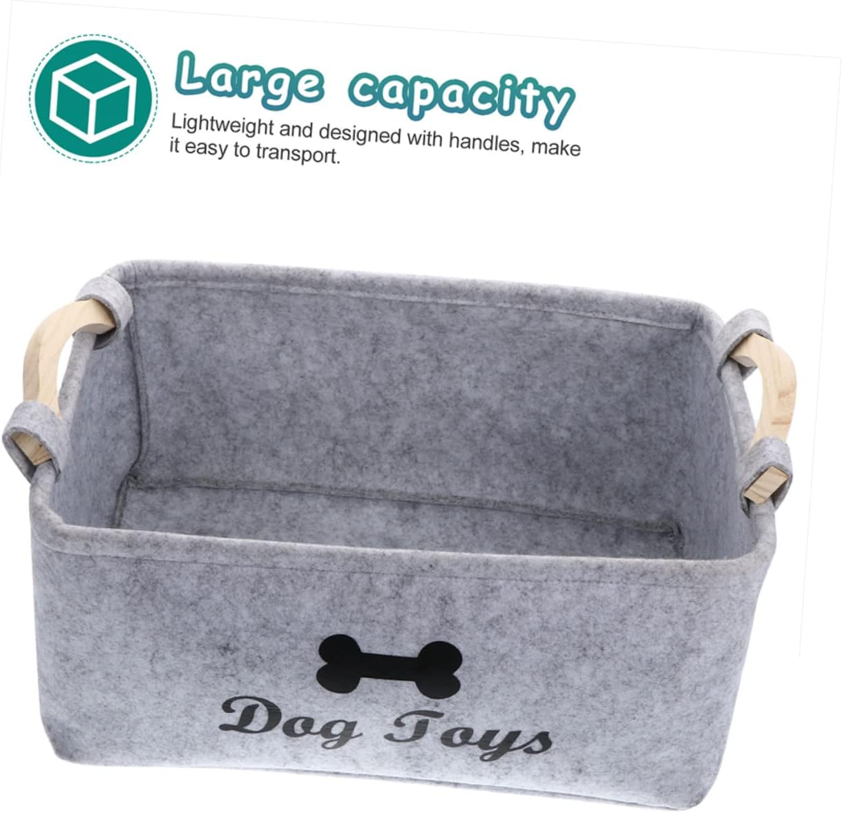 Hohopeti Felt Pet Toy Storage Box with Handles 2 Pcs Organizer for Dog Toys and Kids Room Storage Basket Large Capacity Container for Home image number 6