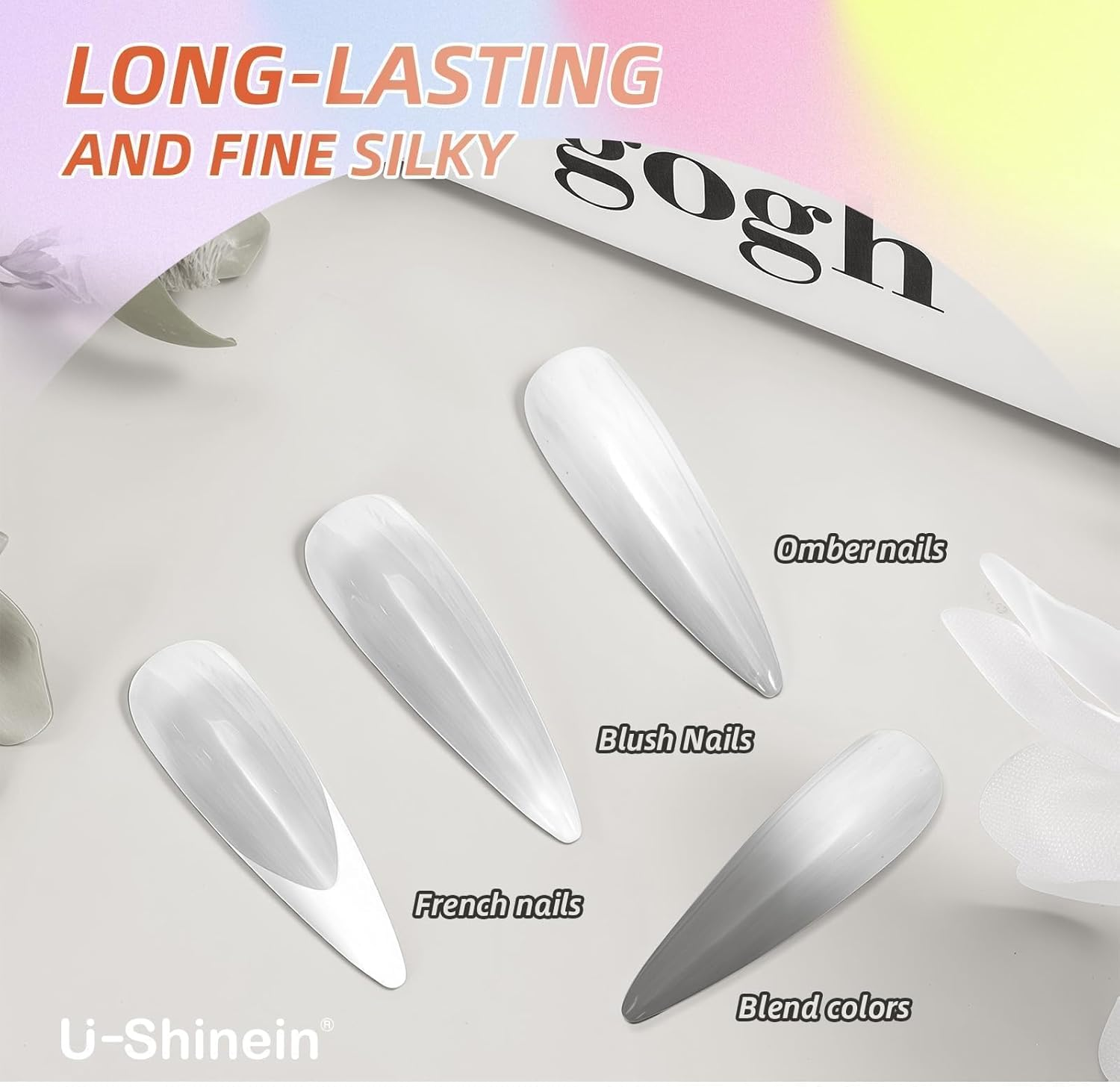 U-Shinein Cushion Gradient Painting Gel, Ombre Nails Aura Nails Full Coverage Precise Control of Each Strokelong Lasting French Manicure Soak off UV LED DIY Nail Art,White image number 3