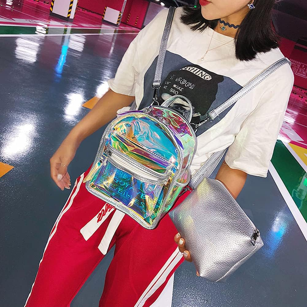 DDPOND Colorful Transparent Daypack Women Clear Cosmetic Makeup Bag Small Satchel for Daily Usetravel Beach