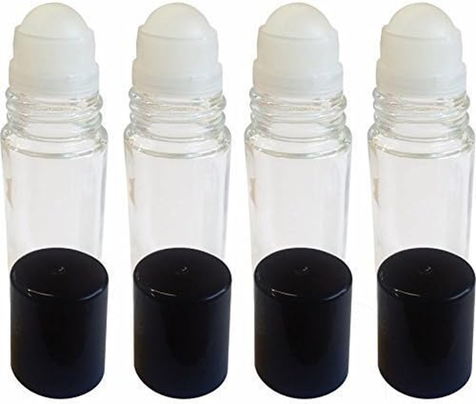 4 Pack of Roll on Empty Glass Bottles for Essential Oils - Refillable Roller Color Roll on - Bulk - 30 Ml 1 Oz Pack of 4 -Clear Color
