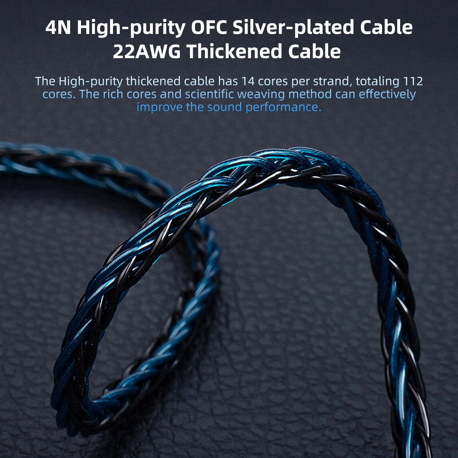 YINYOO 2 Meter Length IEM Cable, 2 Pin in Ear Monitor Cable, KBEAR ST12 plus Replacement IEM Extension Cable for Kz Zs10 Pro, Zsn Pro X, Castor, Edx Pro, Zs12 Pro X (Cpins-3.5Mm Plug, Black Blue) image number 7