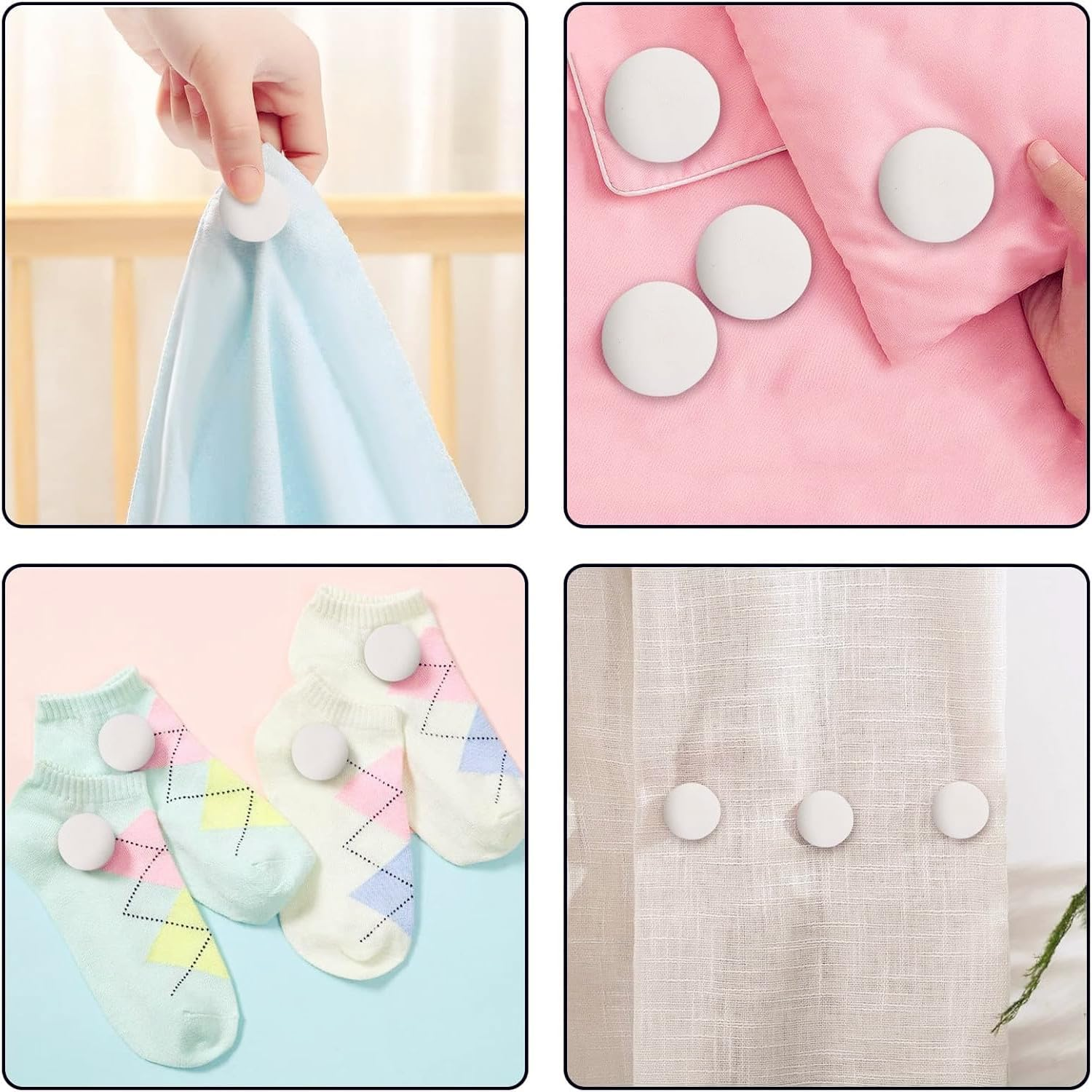 32 Sets Duvet Pin Duvet Clip, Non-Slip Quilt Clip, One Button Unlock Duvet Clip, Duvet Button Fastener, Suitable for Quilt, Cushion, Curtain (White) image number 3