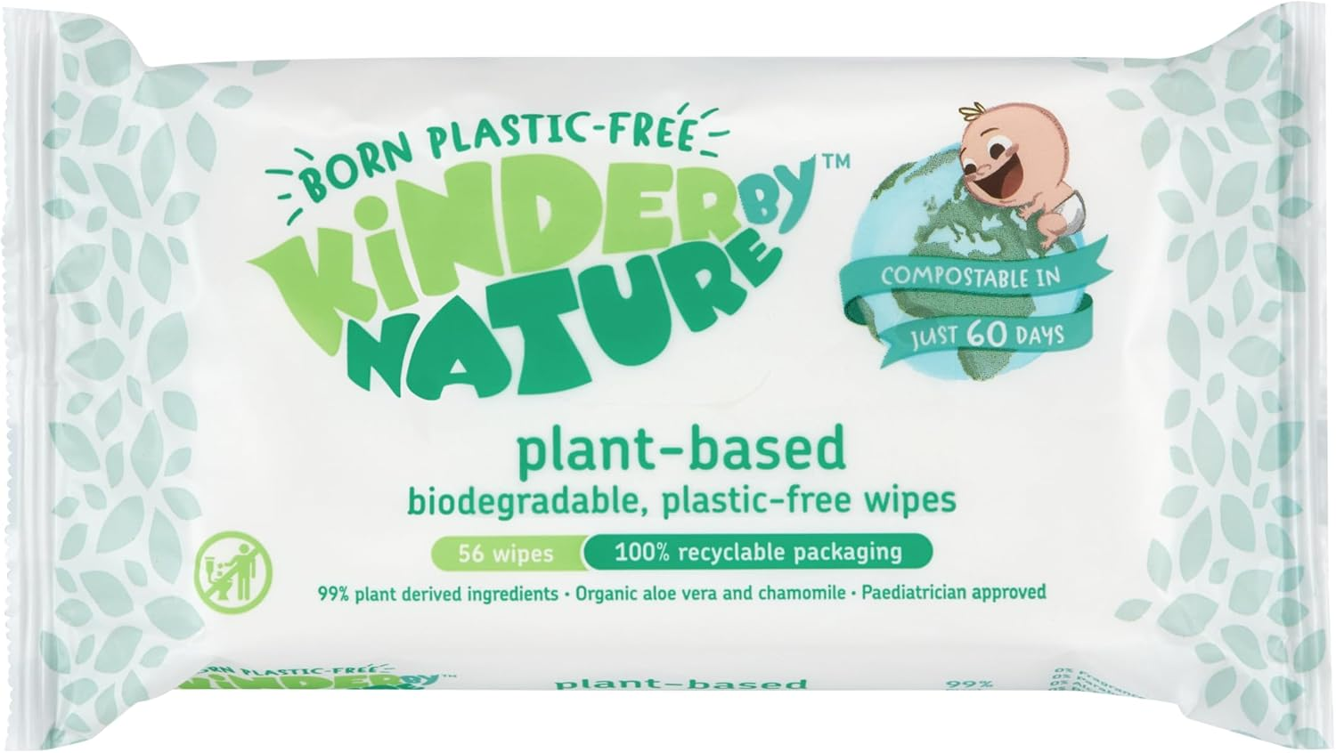 Kinder by Nature Plant Based Baby Wipes - 100% Biodegradable & Compostable, 672 Count (12 Packs of 56) - 99% Plant-Based Ingredients, Plastic-Free Wipes image number 4