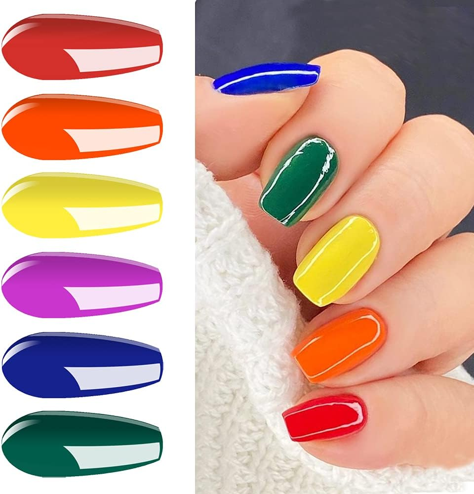 Vishine Gel Nail Polish Set Summer Hot Bright Neon Colors Orange Yellow Red Green Blue Gel Polish Kit Soak off UV LED Nail Gel Vanish Manicure Starter Kit 6 Colors 8Ml image number 6