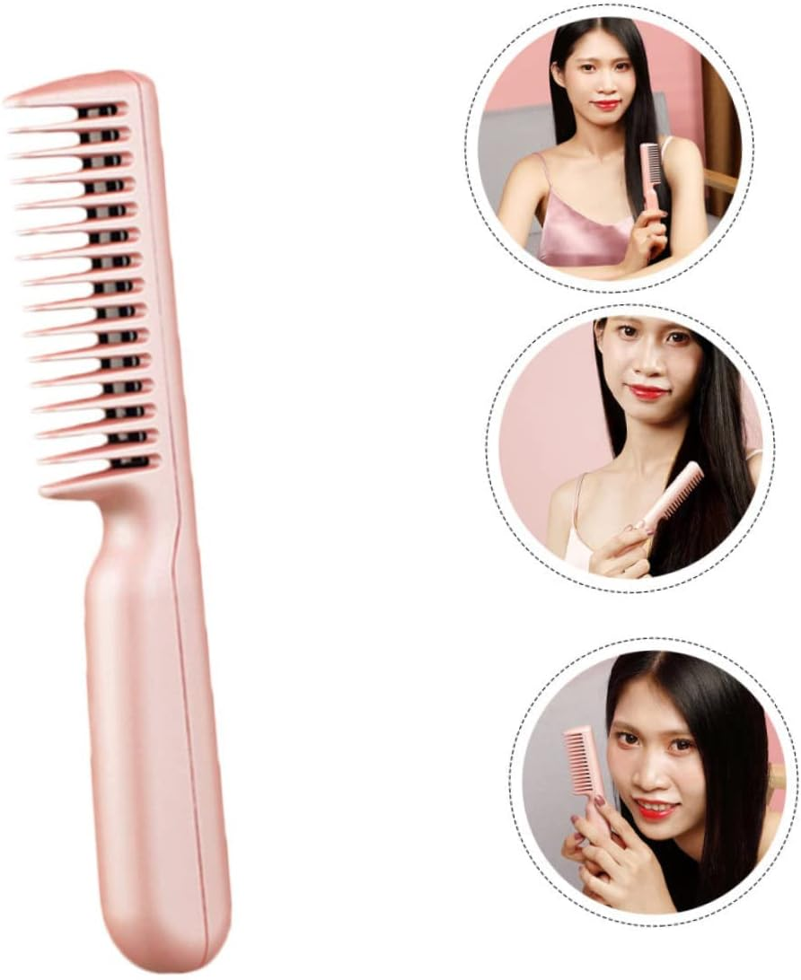 Baluue 1 Set Useful Hair Straightener Brush Hair Straightening Brush Hot Comb (Pink) image number 2