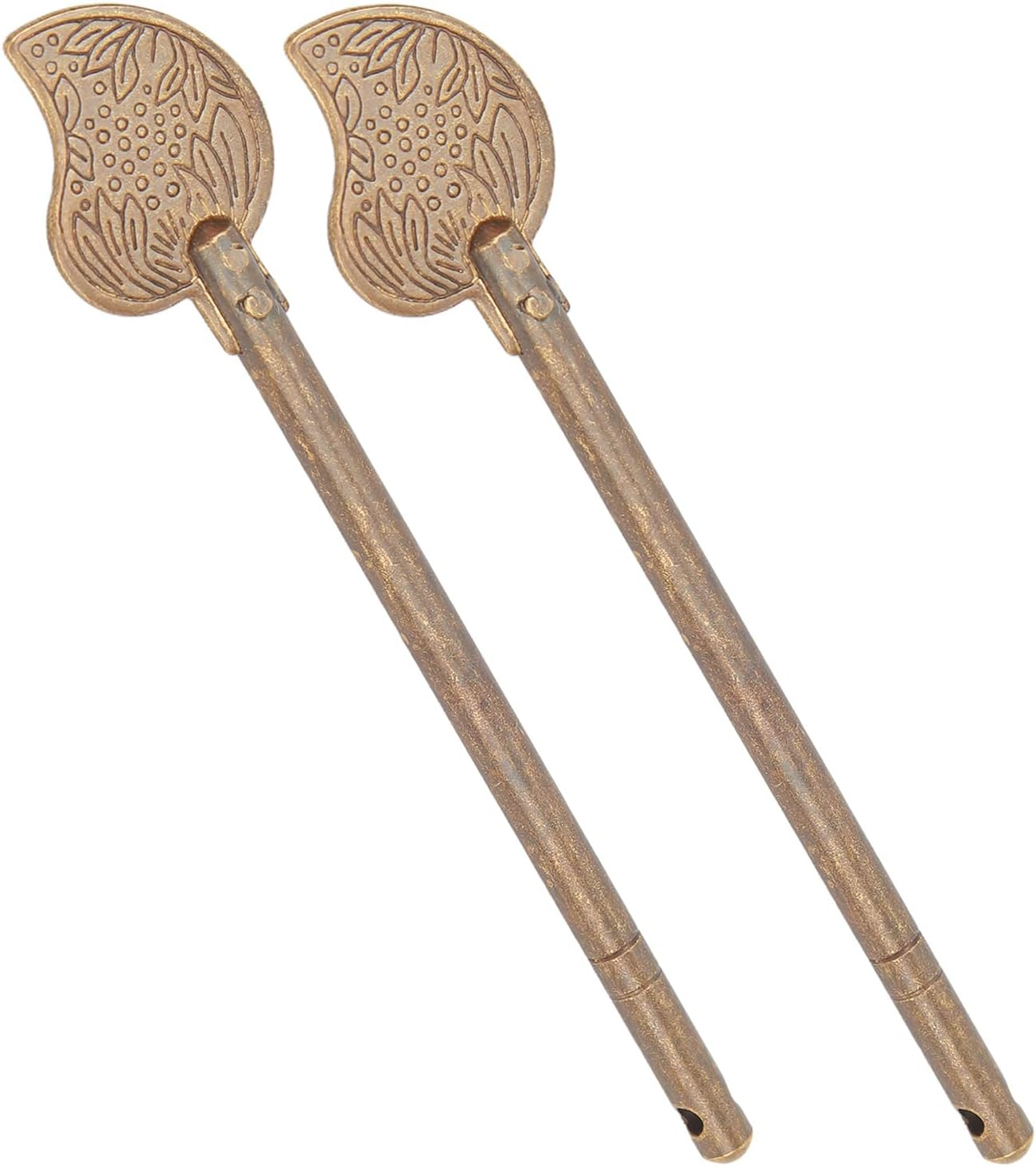 Door Latch Locking Pin, 2 Pcs Brass 11Cm Leaf Shape Retro Style Cabinet Key Latch, Vintage Style Chinese Latch Bolt for Antique Lock, Handle, Box Buckle, High Hardness image number 4