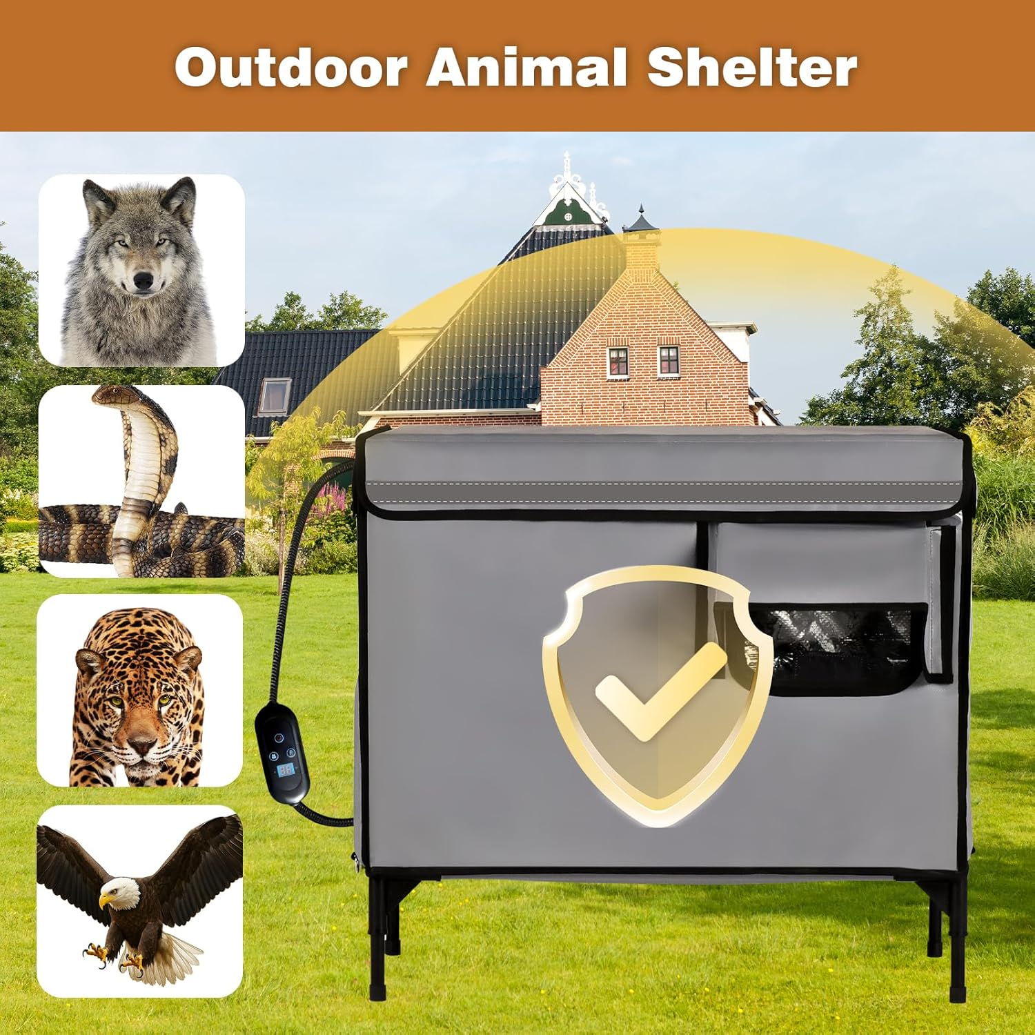 Advwin Heated Cat House for outside Winter, 100% Waterproof, Safe Escape Door, Insulated Outdoor Cat Shelter with Heating Pad for Feral Barn Cat Kitty, 51.5 X 32 X 47.5 Cm image number 4