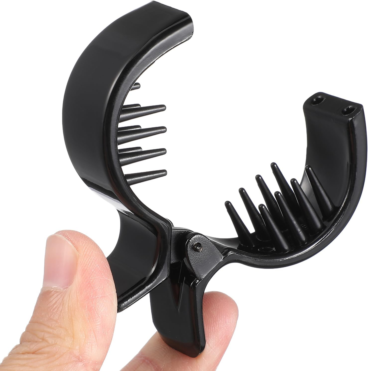 Ipetboom Pack of 2 Herringbone Hair Clips round Inner Serrated Hair Clip Fishtail Clip Claw Clip Holder Ponytail Holder Herringbone Hair Clip Strong Tension Hair Claw (Black) image number 1