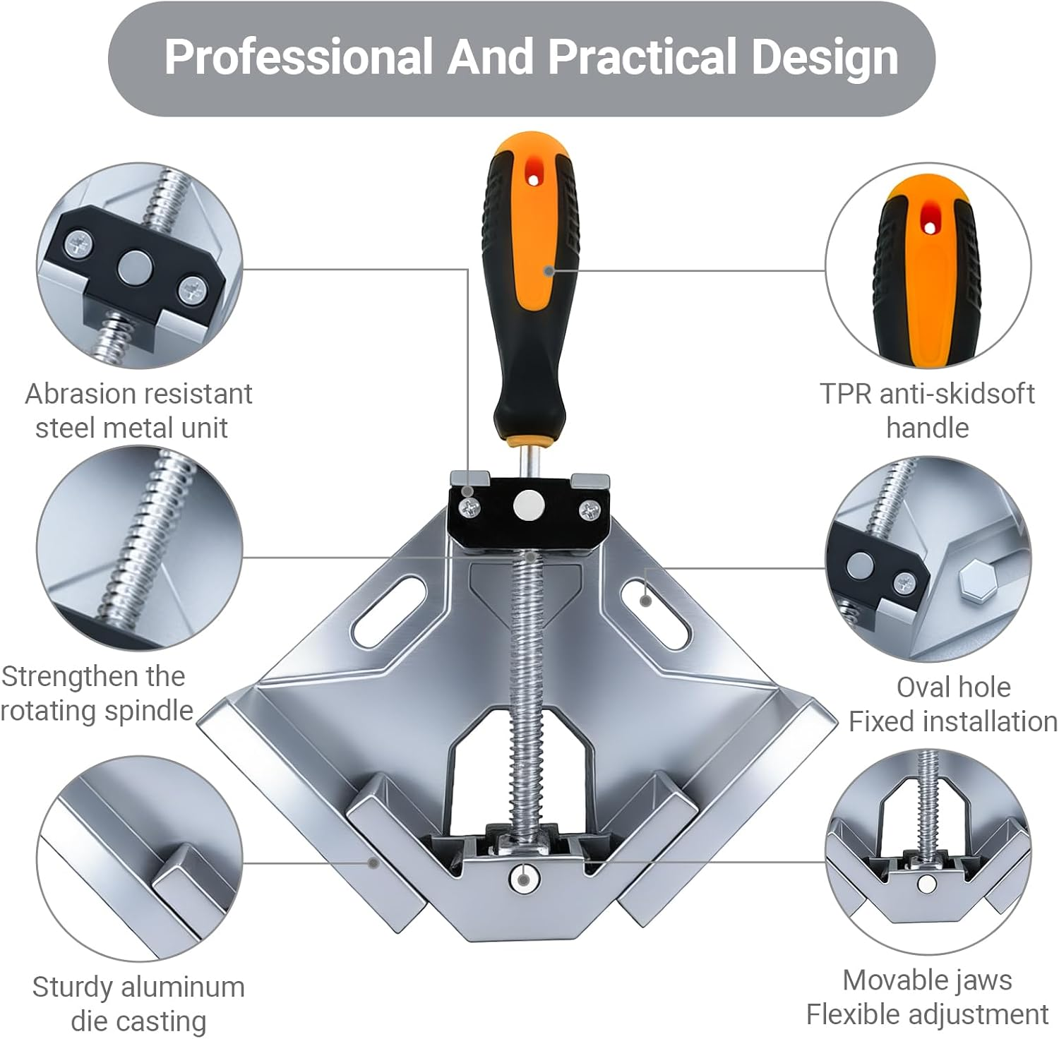 2 PCS Right Angle Clamps, 90 Degree Aluminum Alloy Corner Clamps with Adjustable Swing Jaw, Single Handle Frame Clamps for Woodworking, DIY image number 5