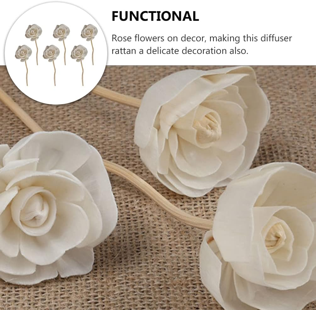 Healifty 6Pcs Rattan Woodsy Essential Oils Scent Diffuser Sticks Diffusers for Essential Oils Essential Oil Sticks Rose Flower Sticks Dry Flower Lavender Oil Diffuser Flowers Aromatic