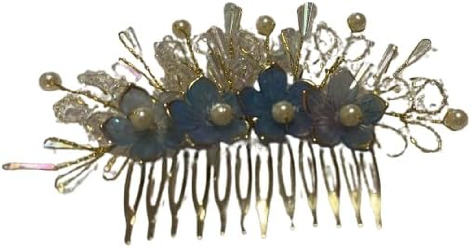NTY Collections Wedding Hair Accessories - Handmade Bridal Hair Clip, Comb, Pins for Bride and Women- Blue Pack of 1