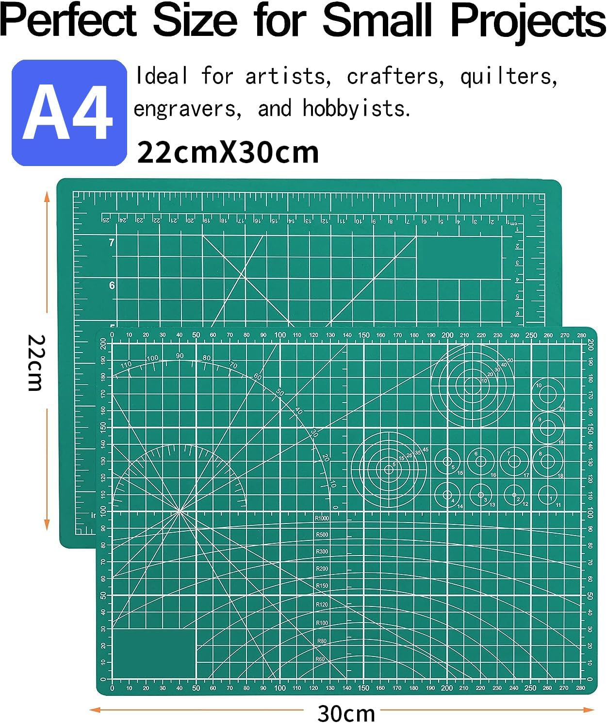 ETHEL Self Healing Cutting Mat，Self Healing Sewing Mat, 9Inch X 12Inch Rotary Cutting Mat Double Sided Craft Cutting Board for Sewing Crafts Hobby Fabric Precision Scrapbooking Project (A4) image number 4