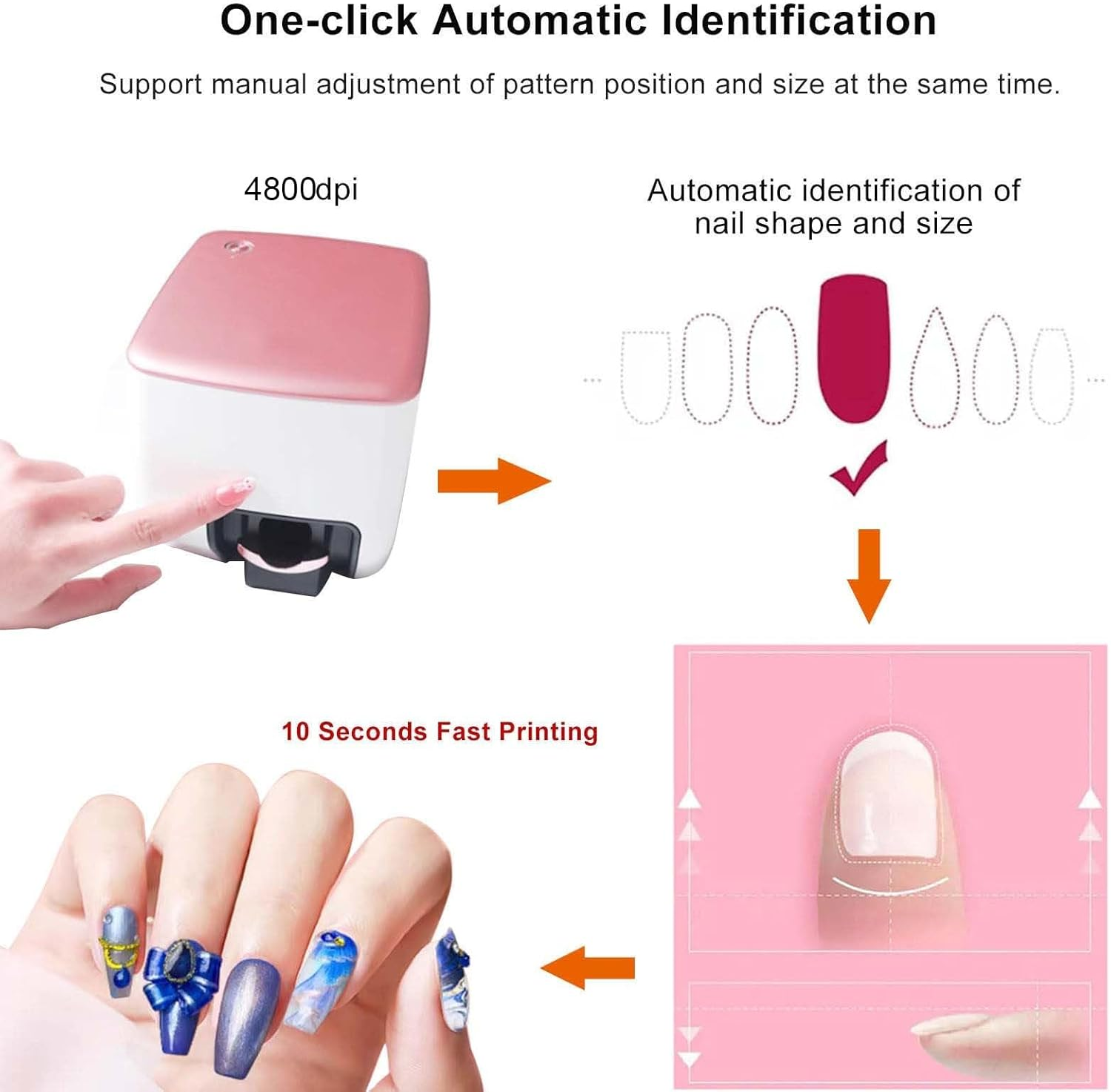 Portable Smart Nail Art Printer, Intelligent 3D Nail Painting Machine with App Control, Automatically Recognize Nail Shape, Digital Mobile Nail Printer for Home, Nail Studios image number 6