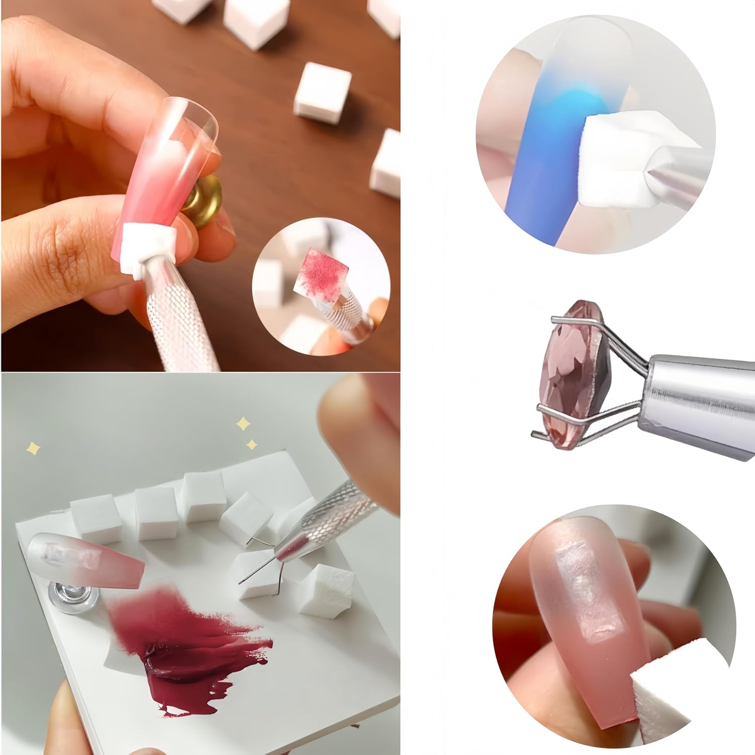 Aknebriax 100Pcs White Nail Art Sponges and 1Nail Sponge Gripper for Ombre , Nail Art Sponge Brush,Nail Art Sponges for Ombre. image number 4