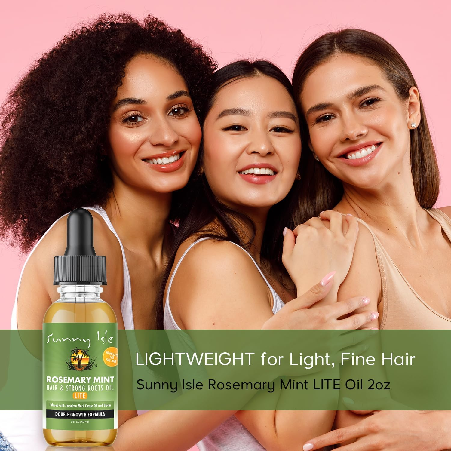 Sunny Isle Rosemary Mint Hair and Strong Roots Oil Lite 2Oz, for Light, Thin Hair, Infused with Biotin & Jamaican Black Castor Oil, Nourish Hair Follicles, Dry Scalp, Split Ends image number 2