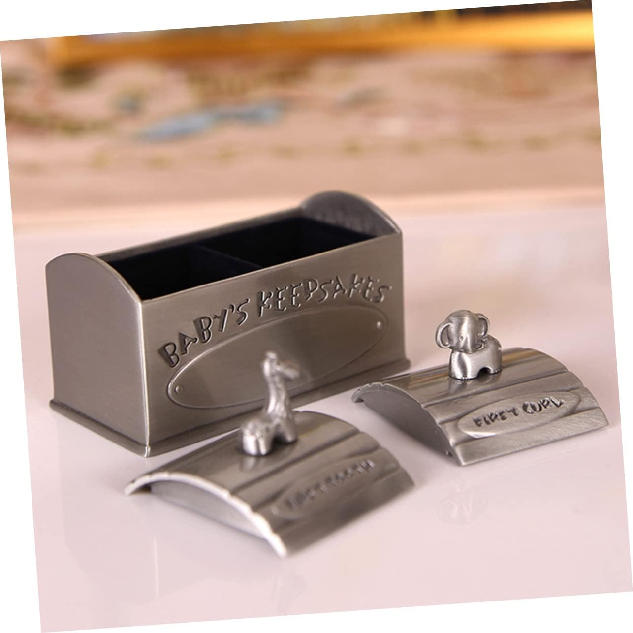 Abaodam Teeth Storage Box Metal Tooth Holder Keepsake Organizer for Born Boys and Girls image number 1